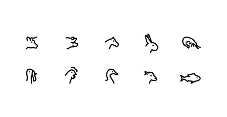 Set of meat animals iconsのイラスト素材