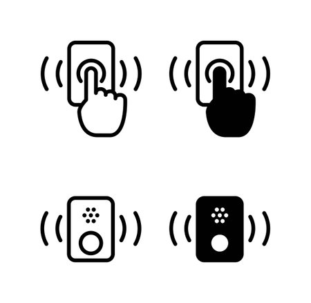 Doorbell icon with hand, vectorのイラスト素材