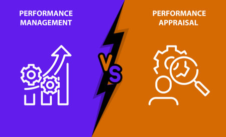 Performance appraisal vs performance management, vectorのイラスト素材