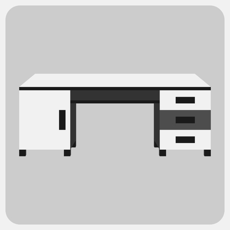 Desk with drawer and cabinet from frontのイラスト素材