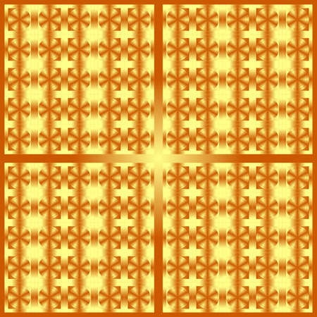 Golden metallic circles with a star effect in the center of the circle. A harmonious combination of geometric shapes of squares, rectangles, circles, and trianglesのイラスト素材