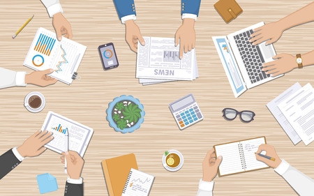 Teamwork, business meeting concept. Planning, reports, corporate management.のイラスト素材