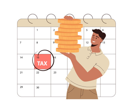 Money saving, investing, deposit growth. Personal finance management. Young man putting money into money jar. Cartoon flat vector illustration.のイラスト素材