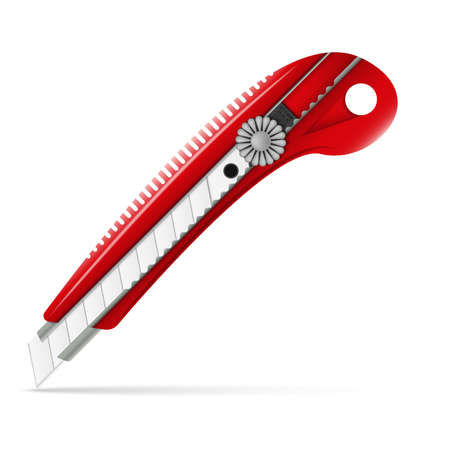 Vector red utility knife with blade - box cutter illustrationのイラスト素材