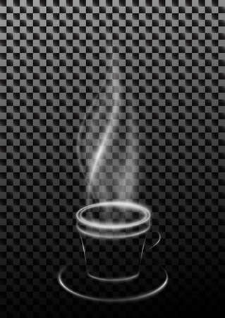 Vector steaming cup of coffee or tea made of smokeのイラスト素材