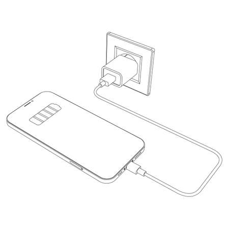 Vector electric wall socket with connected mobile phone chargerのイラスト素材