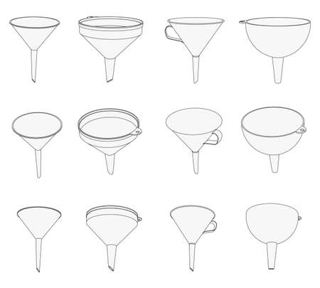 Vector kitchen funnel for filling in different perspective viewsのイラスト素材