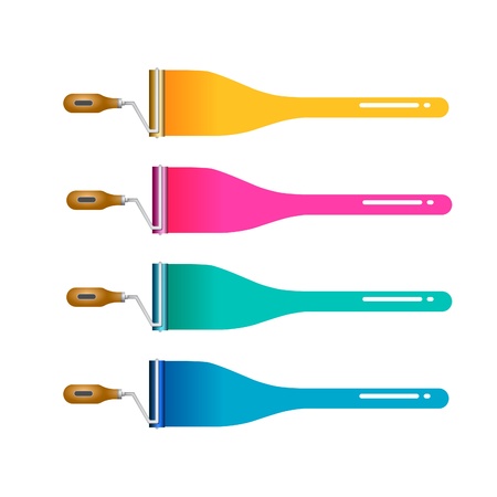 Set of colorful paint roller brushes - Vector illustrationのイラスト素材