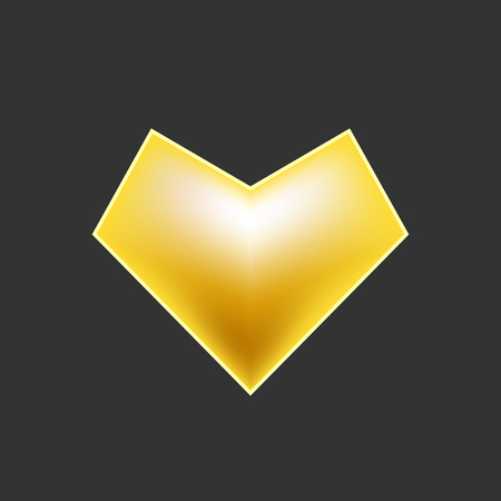 Gold heart vector sign isolatedのイラスト素材