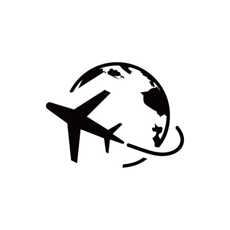 Plane Globe Icon stock vector illustration flat designのイラスト素材