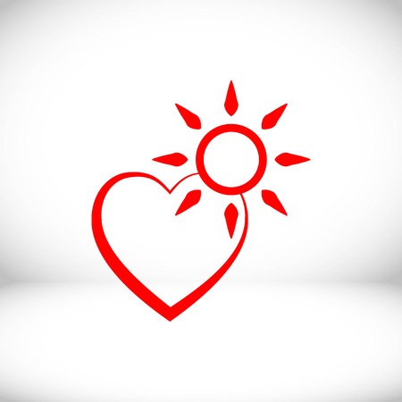 heart and the sun icon stock vector illustration flat designのイラスト素材