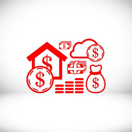 dollar money set icon stock vector illustration flat designのイラスト素材