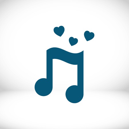 musical note with hearts icon stock vector illustration flat designのイラスト素材