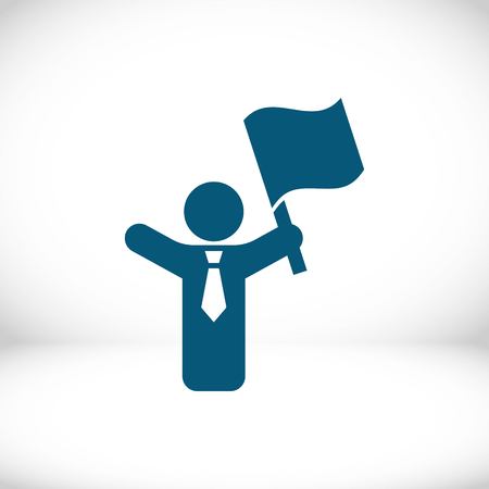 man with flag in hand icon stock vector illustration flat designのイラスト素材