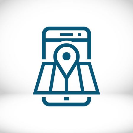 phone and map icon stock vector illustration flat designのイラスト素材