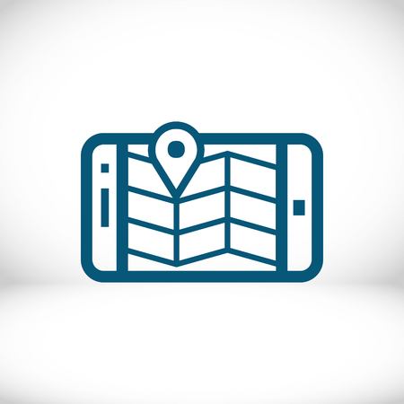 phone and map icon stock vector illustration flat designのイラスト素材