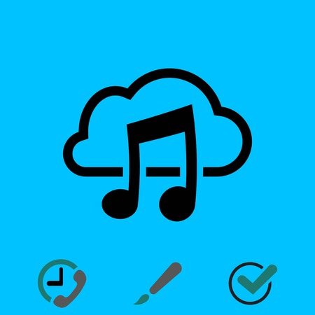 Music upload download to the cloud icon stock vector illustration flat designのイラスト素材