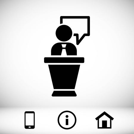 Lectern with microphone icon stock vector illustration flat design.のイラスト素材