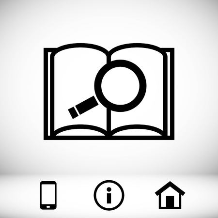 open book and search icon stock vector illustration flat designのイラスト素材