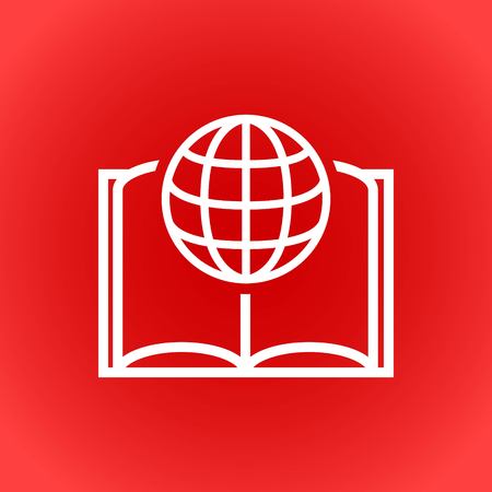 open book and globe icon stock vector illustration flat designのイラスト素材