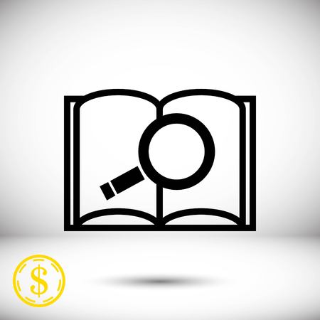 open book and search icon stock vector illustration flat designのイラスト素材