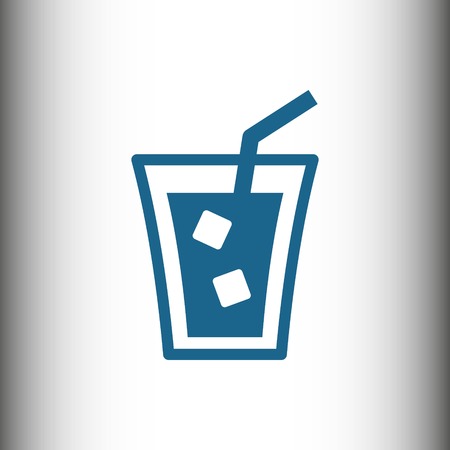 glass of water with ice icon stock vector illustration flat designのイラスト素材