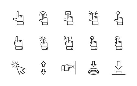 Click Set of Buttons related Vector Icons. Contains such Icons as Cursor, Mouse, Hand, Index Finger, Arrow and more. Editable Stroke. 32x32 Pixels.のイラスト素材