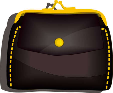 Illustration of a black purse with gold metalのイラスト素材