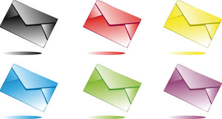 Six multi-coloured envelopes for use as an web iconsのイラスト素材
