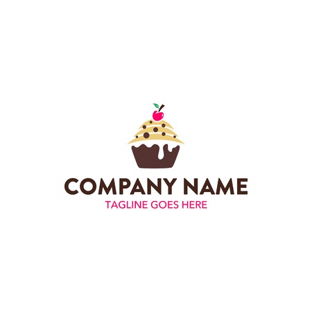 Cupcake with cherry bakery logoのイラスト素材