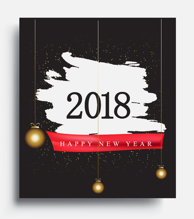 Happy New Year 2018 text design vector illustration.のイラスト素材