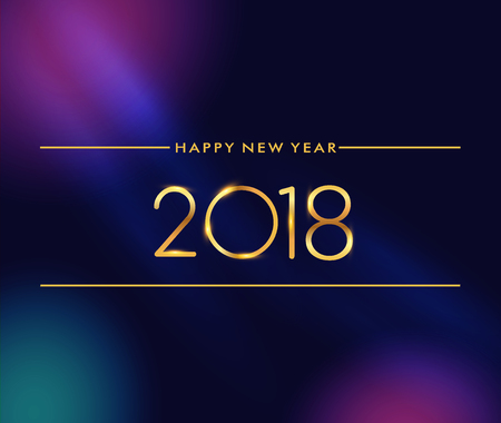 Happy New Year 2018 modern design isolated on white background, text design colorful, vector elements for calendar and greeting card.のイラスト素材