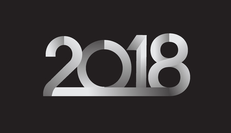 Happy New Year 2018 modern design isolated on white background, text flat design, vector elements for calendar and greeting card.のイラスト素材