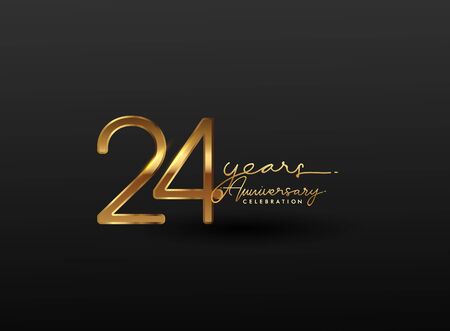 24 Years Anniversary Logo Golden Colored isolated on black background, vector design for greeting card and invitation cardのイラスト素材