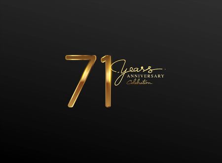 71 Years Anniversary Logo Golden Colored isolated on black background, vector design for greeting card and invitation cardのイラスト素材
