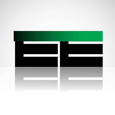 Initial letter EE uppercase modern and simple logo linked green and black colored, isolated in white background. Vector design for company identity.のイラスト素材