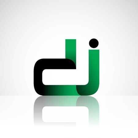 Initial letter DJ uppercase modern and simple logo linked green and black colored, isolated in white background. Vector design for company identity.のイラスト素材