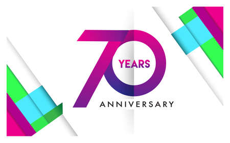 70th years anniversary, vector design birthday celebration with colorful geometric isolated on white background.のイラスト素材