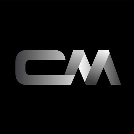 CM Initial letter uppercase modern and simple linked white colored, isolated in black background. Vector design template elements for company identity.のイラスト素材