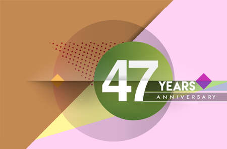 47th years anniversary, vector design birthday celebration with colorful geometric background and circles shape.のイラスト素材