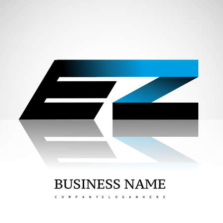 Initial letter EZ uppercase modern and simple logo linked blue and black colored, isolated in white background. Vector design for company identity.のイラスト素材