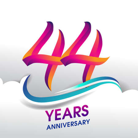 44th Years Anniversary celebration logo, birthday vector design.のイラスト素材