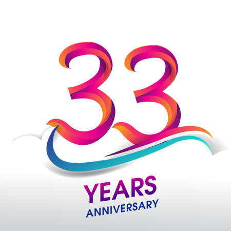 33rd Years Anniversary celebration logo, birthday vector design.のイラスト素材