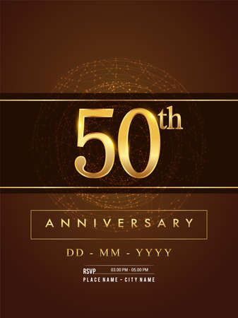 50th anniversary poster design on golden and elegant background, vector design for anniversary celebration, greeting card and invitation card.のイラスト素材