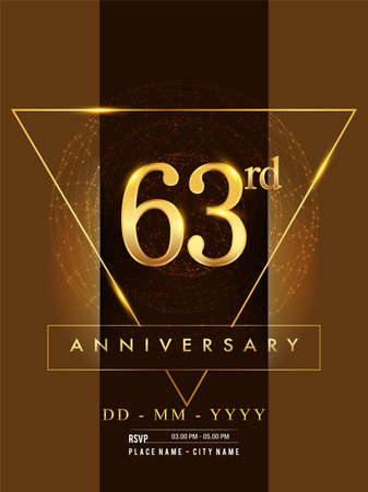 63rd anniversary poster design on golden and elegant background, vector design for anniversary celebration, greeting card and invitation card.のイラスト素材