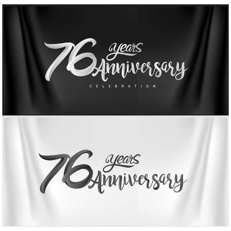76th Anniversary Celebration Logotype. Anniversary handmade Calligraphy. Vector design for invitation card, banner and greeting cardのイラスト素材