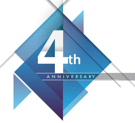4th years anniversary logo with geometric, vector design birthday celebration isolated on white background.のイラスト素材