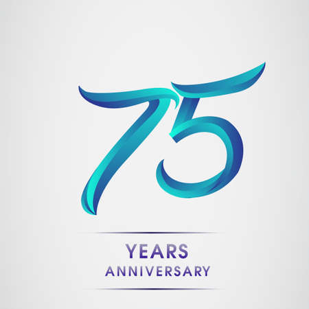 75th Anniversary celebration logotype blue colored isolated on white background. Design for invitation card, banner and greeting cardのイラスト素材