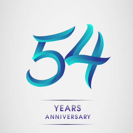 54th Anniversary celebration logotype blue colored isolated on white background. Design for invitation card, banner and greeting cardのイラスト素材