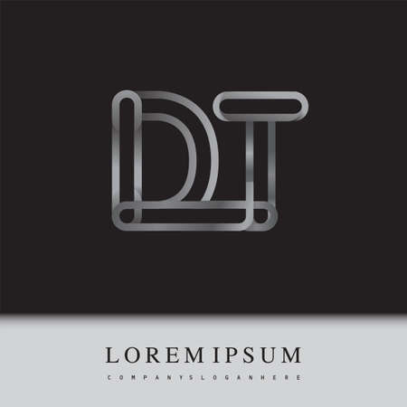 initial  letter DT, linked outline silver colored, roundedのイラスト素材